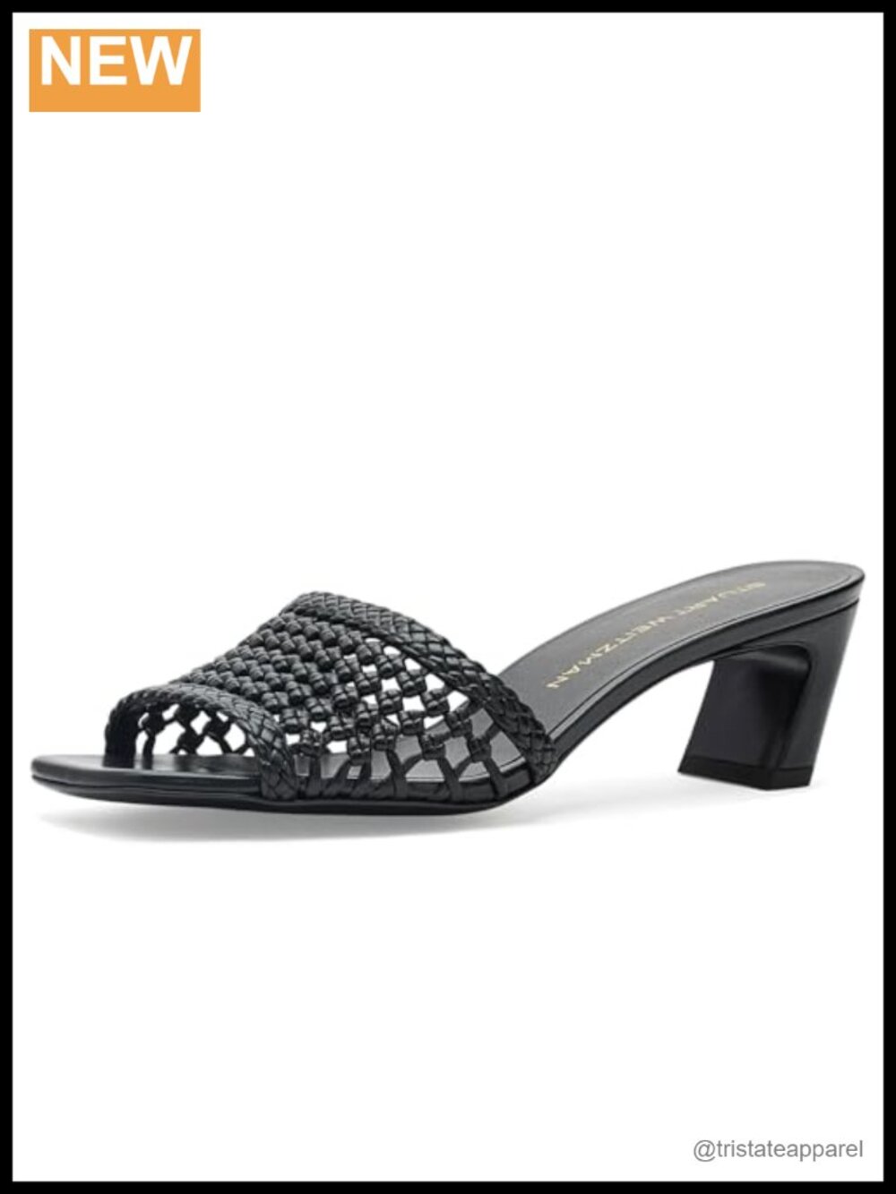 Leather Knotted Woven Slide Sandals with Block Heel
